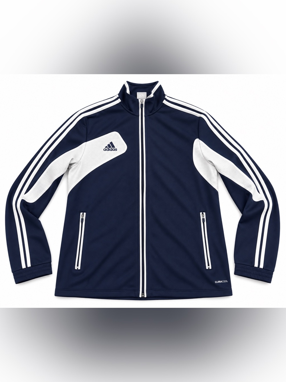 Adidas Climacool Y2K Track Jacket Men’s Large Navy White 3 Stripe Full Zip